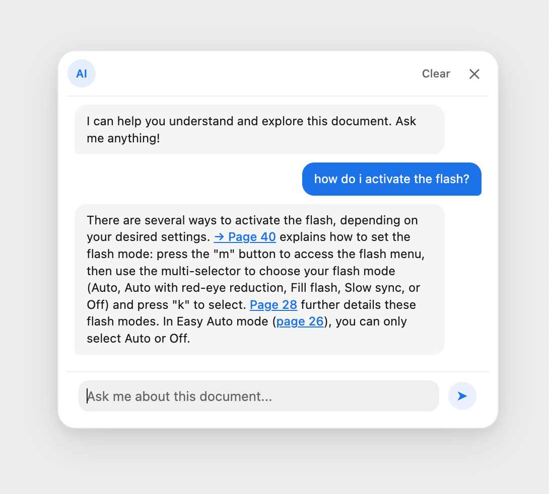 AI document search interface