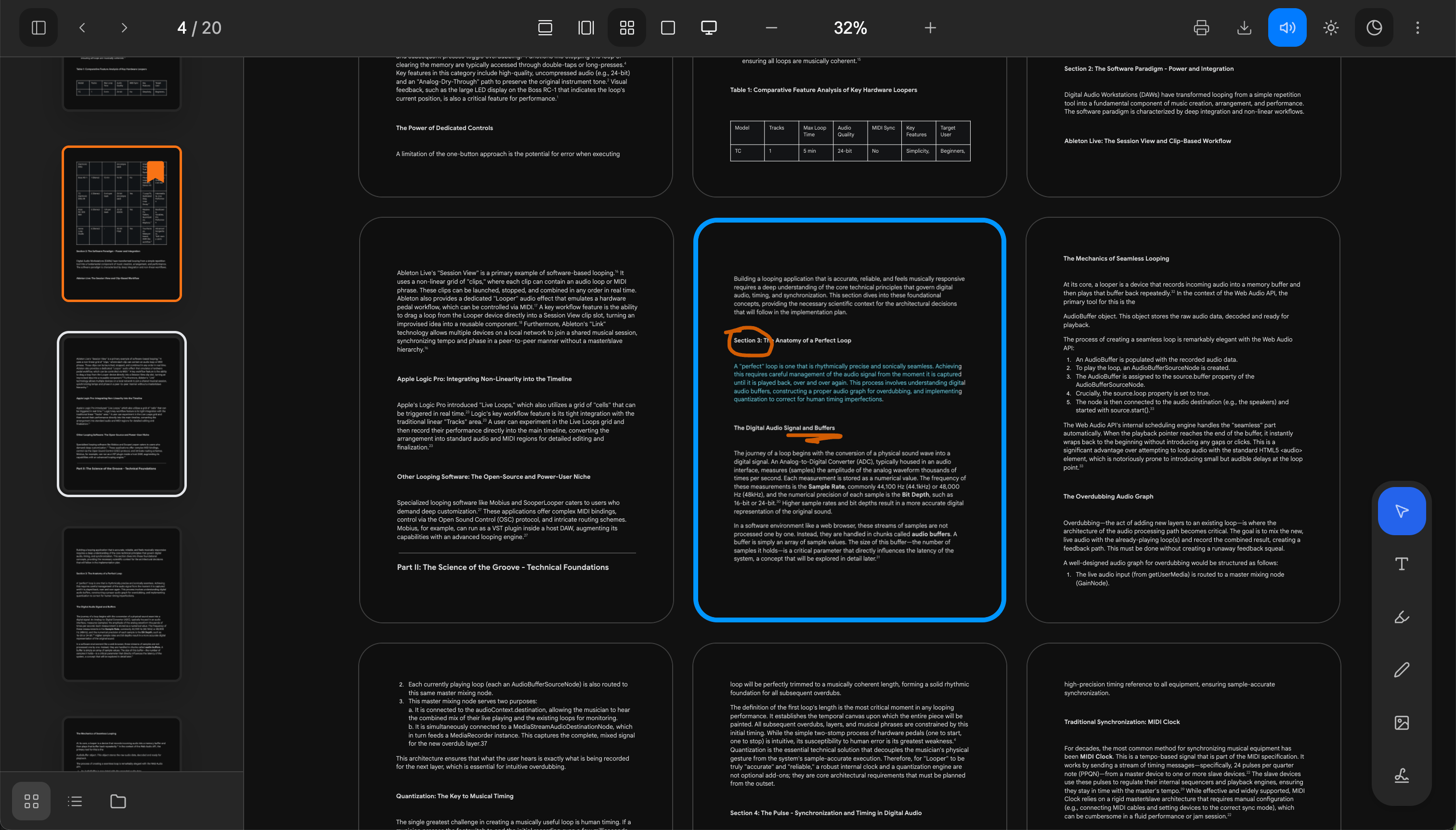Smart PDF viewer interface in dark mode